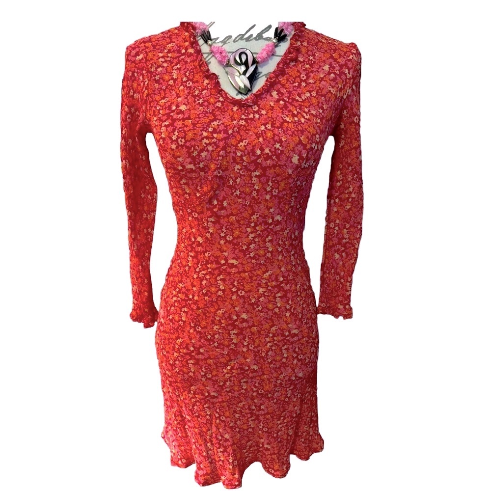 🥀Vintage Y2K Newport News Feminine Bold Floral Mini Dress